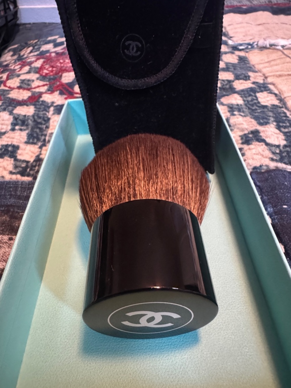 CHANEL Black Handle Kabuki Brush with Brown Bristles